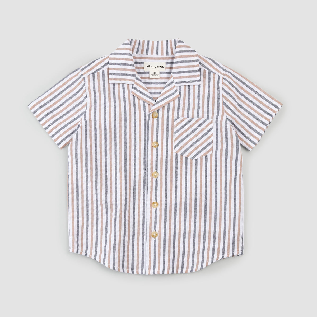 【送料込】 Stripe Navy & Rosewood Short-Sleeve miles – Shirt Seersucker トップス