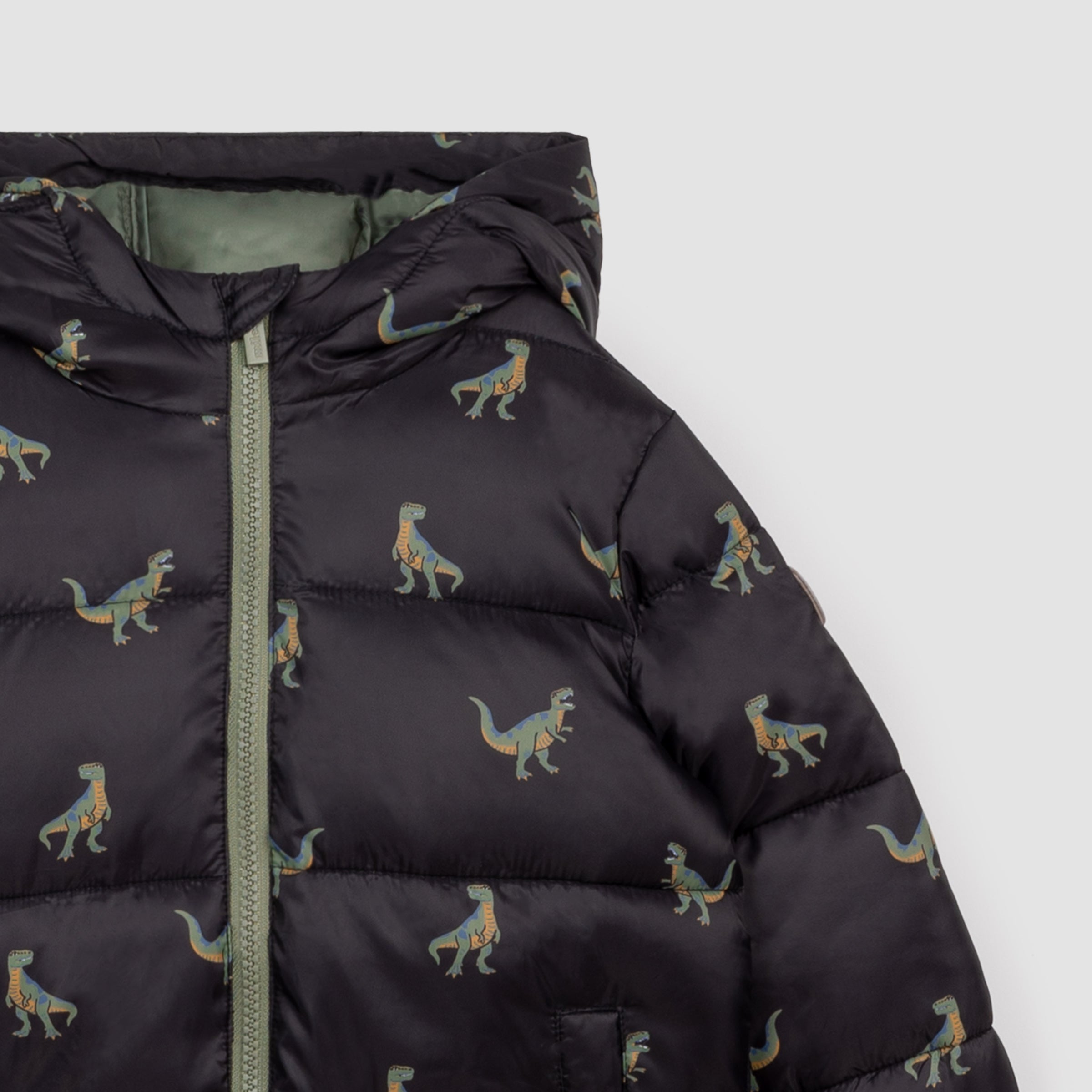 T-Rex Print on Black Hooded Packable – miles the label