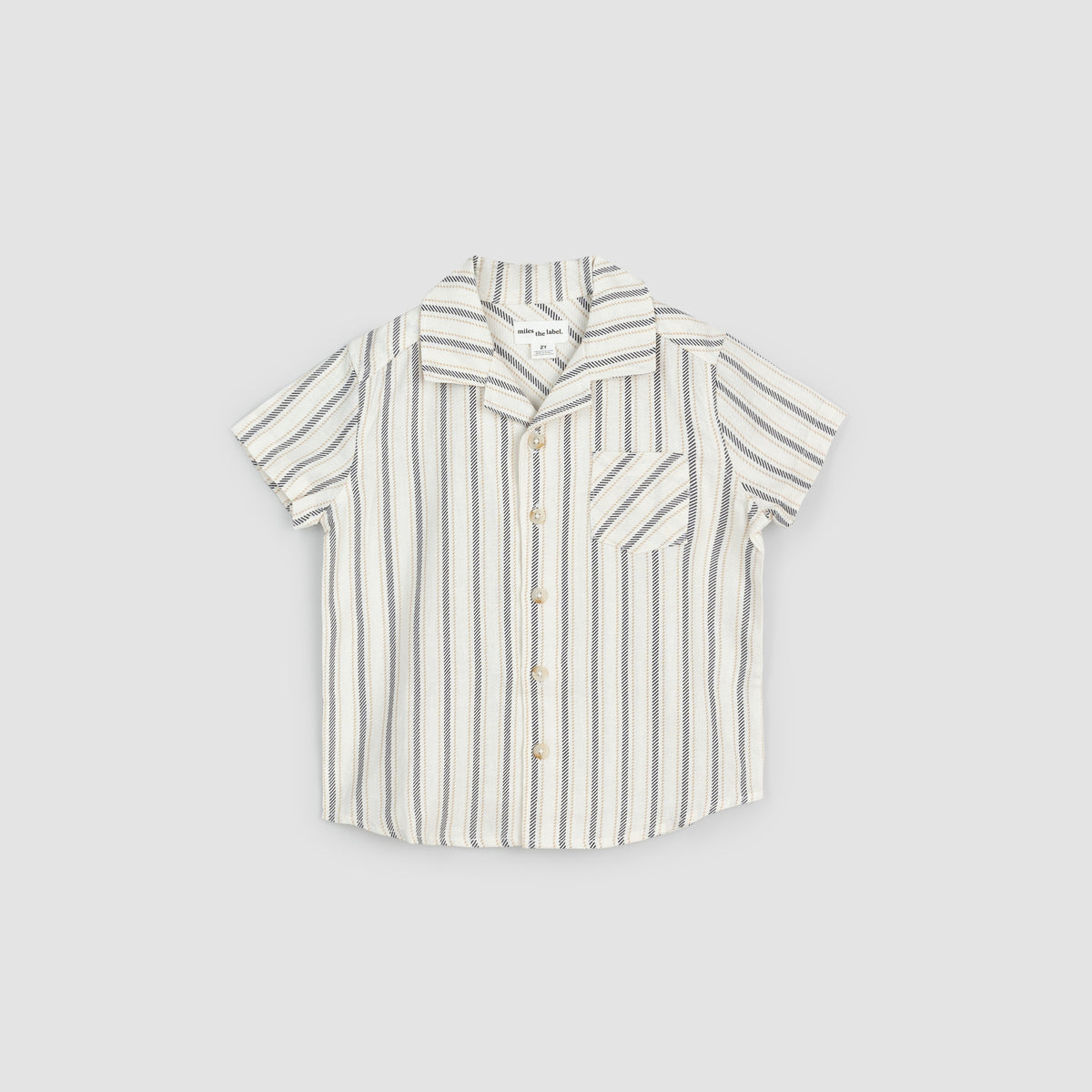 Short-Sleeve Striped Linen Blend Shirt – miles the label