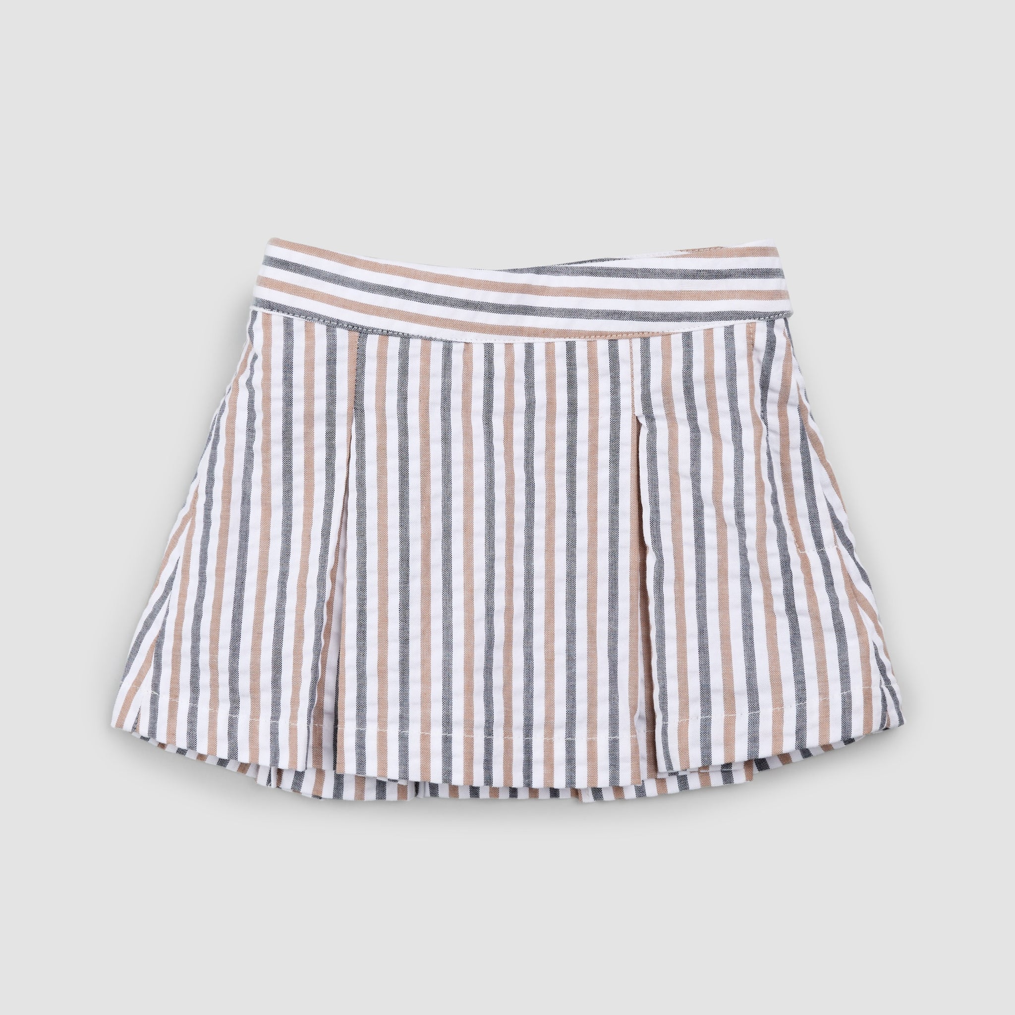Rosewood & Navy Striped Seersucker Skort – miles the label