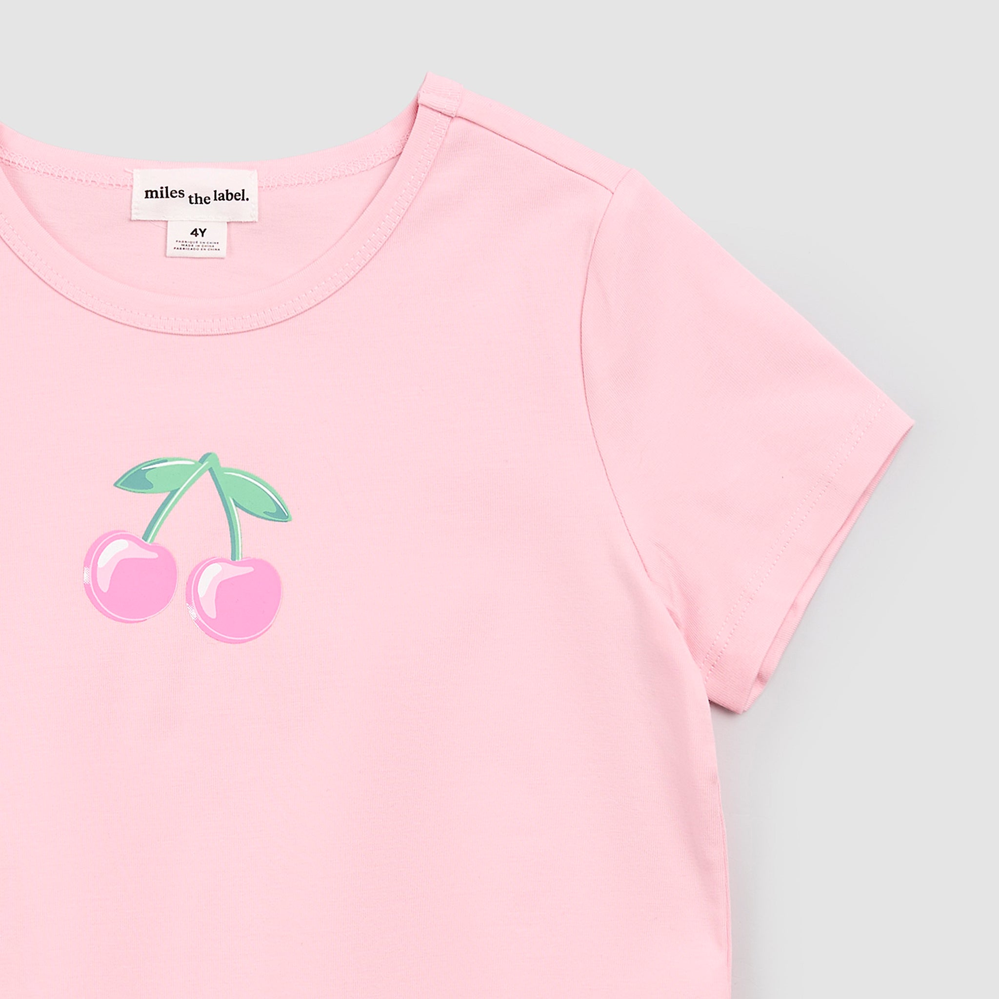 Cherries on Pink Ruched T-Shirt – miles the label