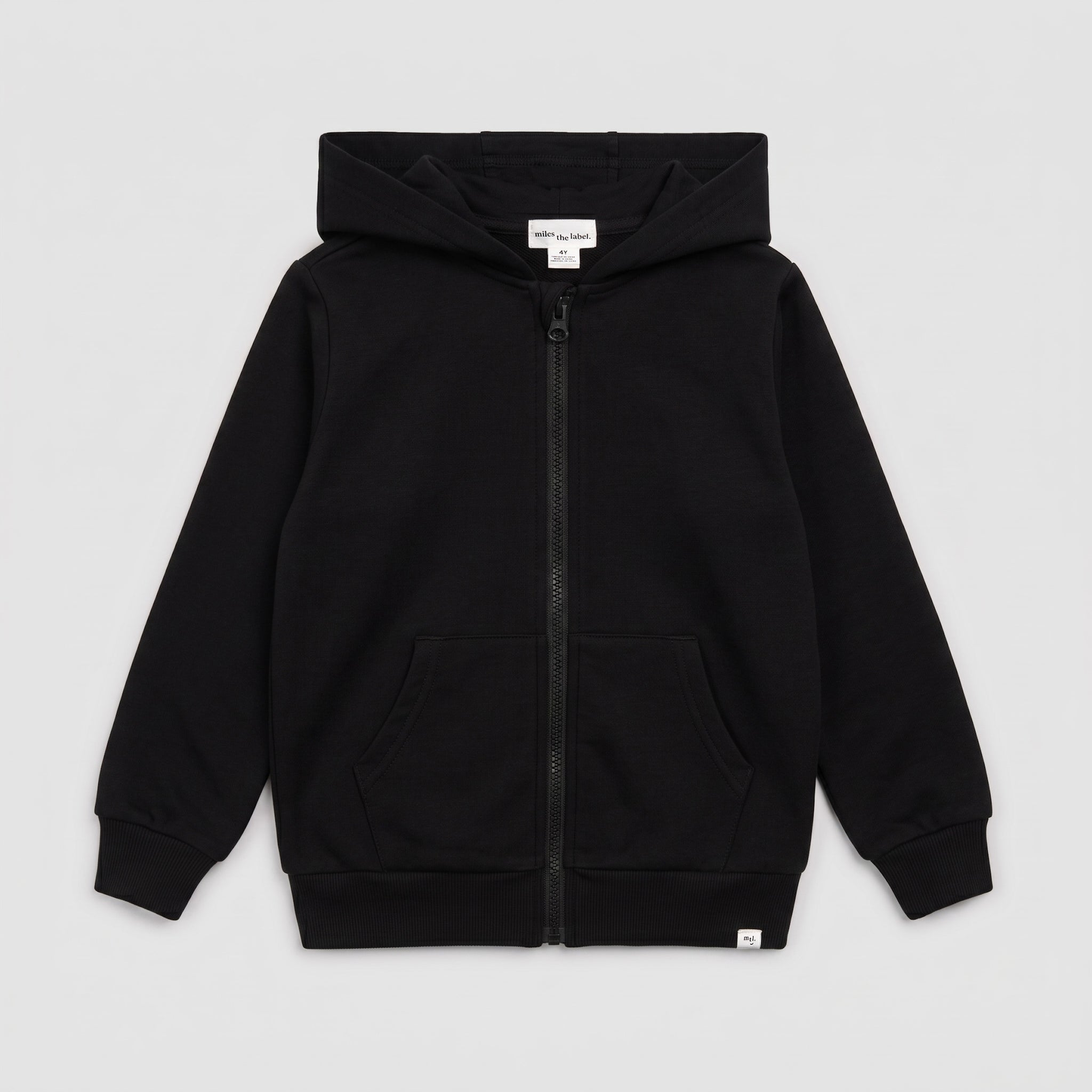 Black Miles Basics Zip-Up Hoodie – miles the label