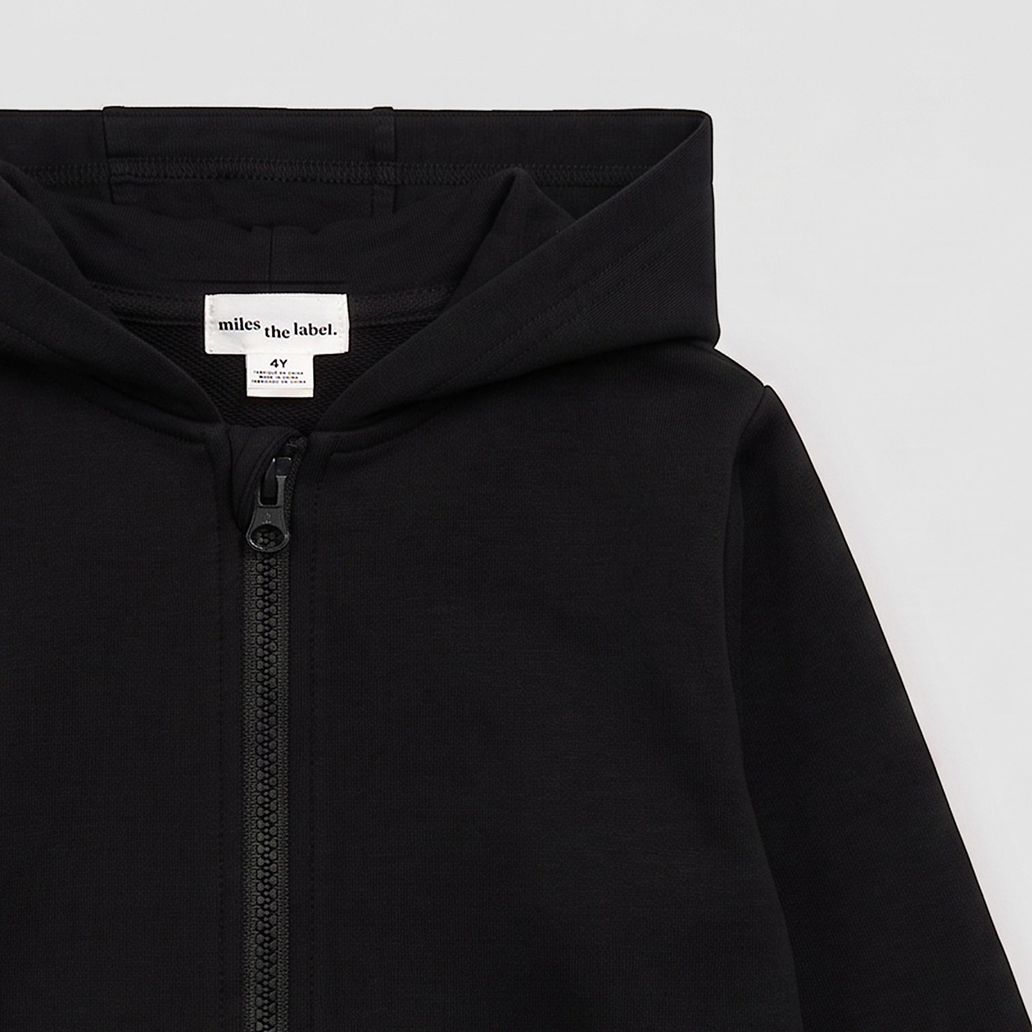 Black Miles Basics Zip-Up Hoodie – miles the label