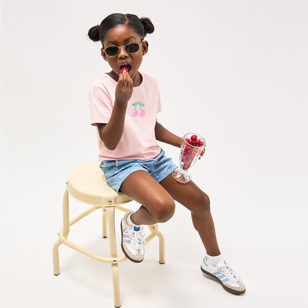 Cherries on Pink Ruched T-Shirt – miles the label