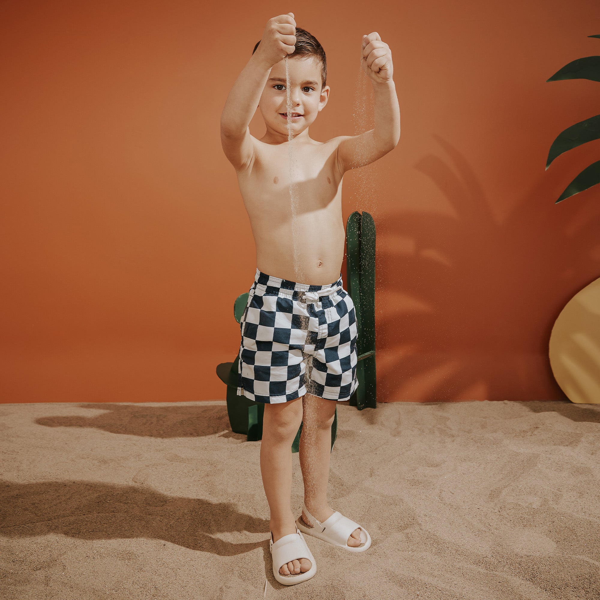 Checkboard Swim Trunks
