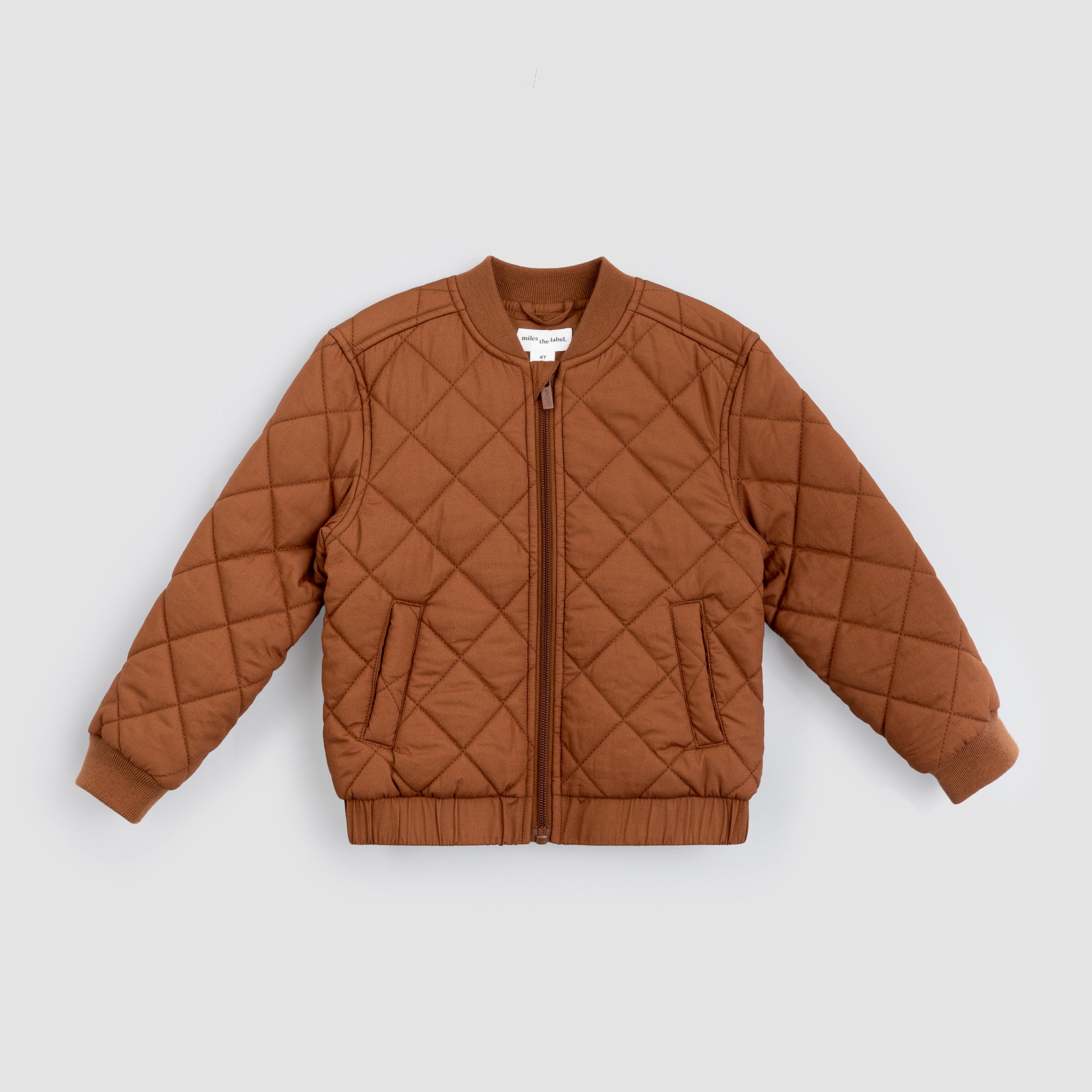 Diamond Quilted Rawhide Brown Bomber Jacket – miles the label