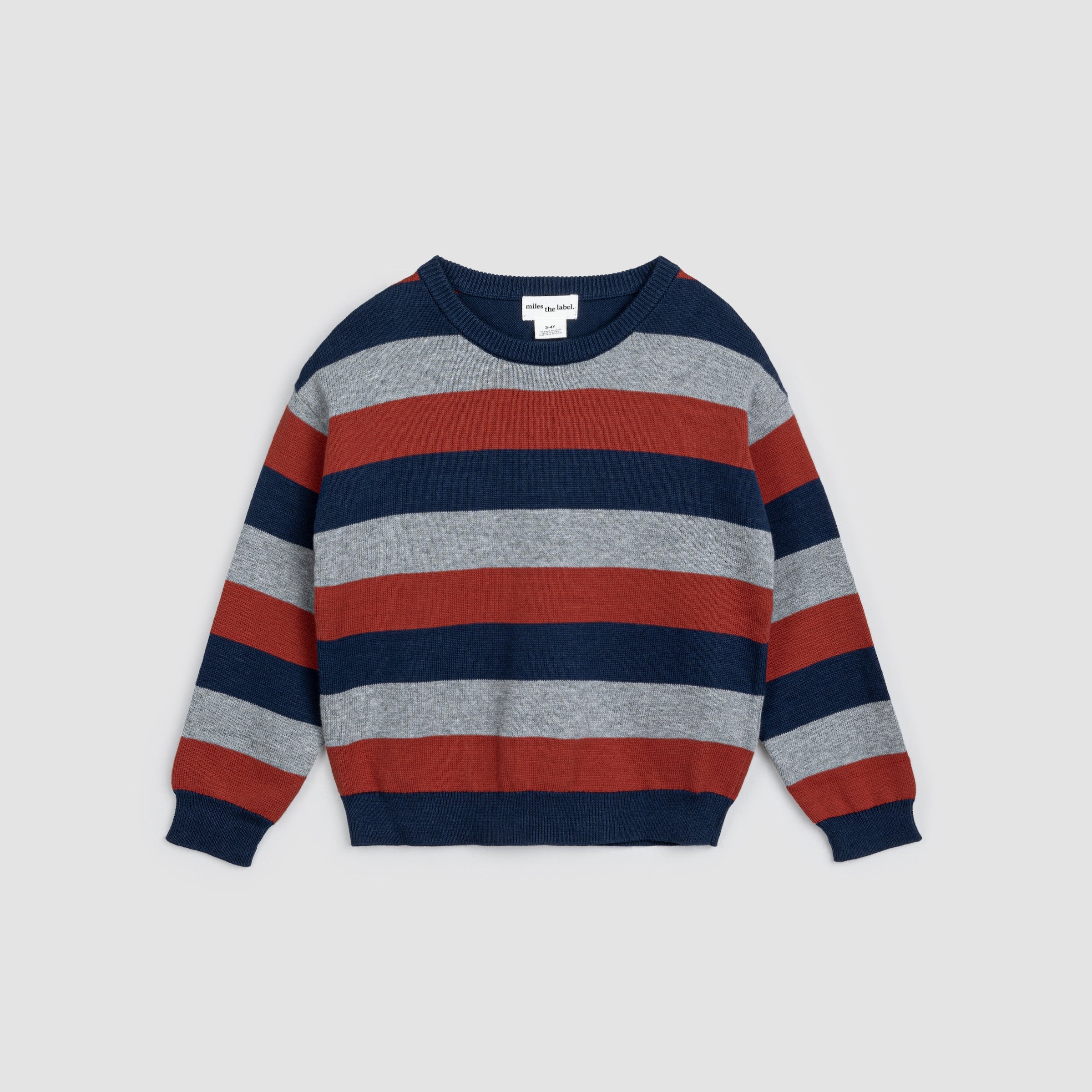 Brick, Navy and Heather Grey Striped Sweater – miles the label